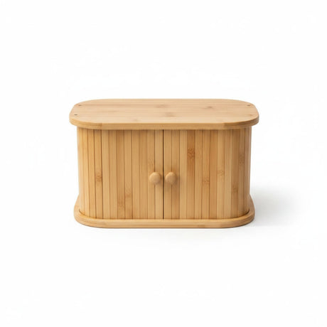 Panera bambú organizador cocina madera natural doble puerta vista frontal