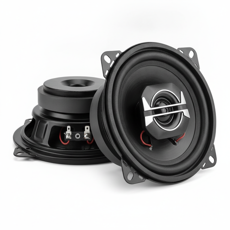 Parlantes auto coaxiales Pervoi CTC-410 10cm 4 pulgadas par vista frontal fondo blanco