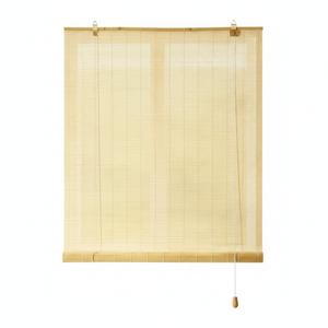 Cortina bambú roller persiana enrollable 120x180 cm beige vista frontal fondo blanco