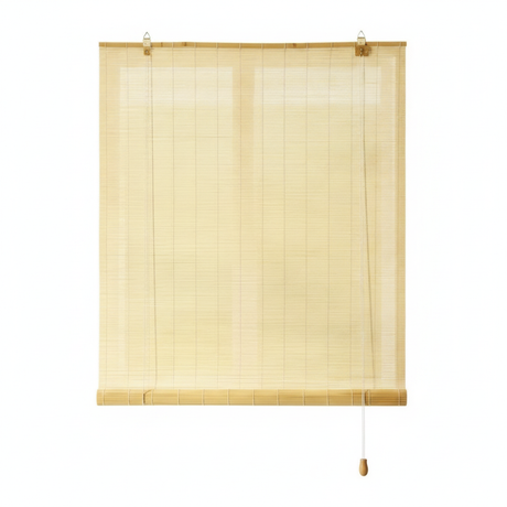 Cortina bambú roller persiana enrollable 120x180 cm beige vista frontal fondo blanco