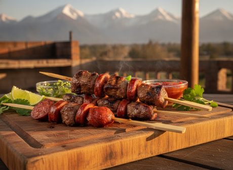 Brochetas bambú bandera para anticuchos asado chileno Fiestas Patrias quincho