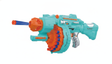 Pistola juguete dardos blandos Blaze Pioneer Gatling turquesa naranja vista frontal