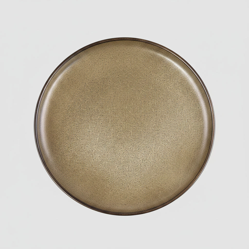 Plato cerámica gres stoneware Wayu 22cm tono bronce vista superior