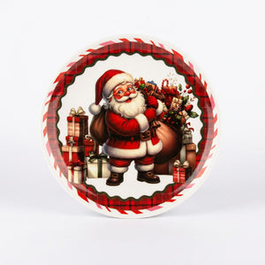 Plato decorativo navidad ceramica 25cm Santa Claus Feliz Navidad vista frontal