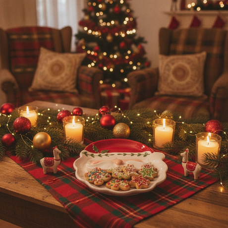 Plato navideño ceramica santa claus mesa decorada living hogar chileno