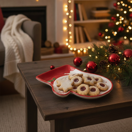 Plato navideño monito nieve mesa living chileno decoracion fiestas
