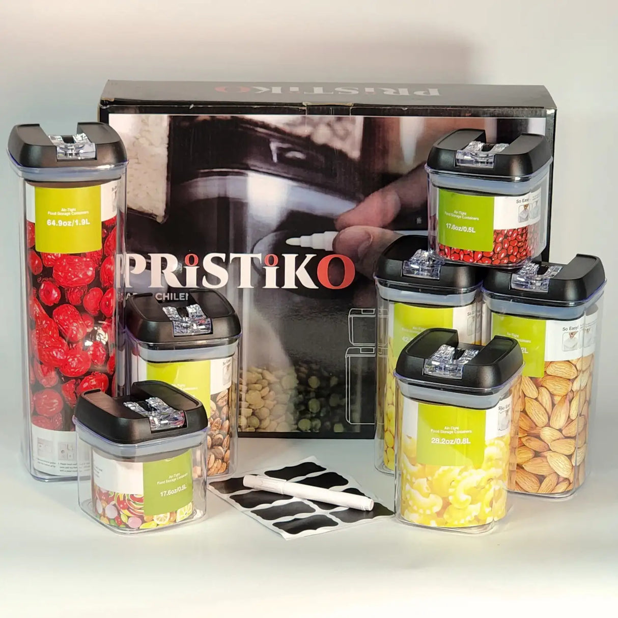 Pack 7 Recipientes Pristiko Almacenamiento Cocina Marca Chilena