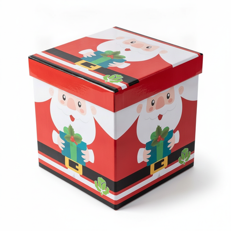 Puff plegable organizador navideño Viejito Pascuero fondo blanco