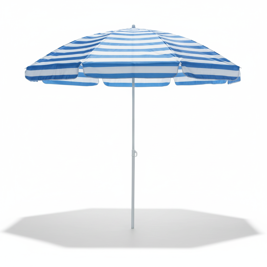 Quitasol sombrilla rayas azul blanco 120cm vista frontal fondo blanco
