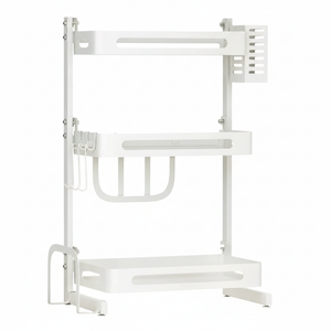 Rack organizador 3 niveles metal blanco cocina encimera vista frontal