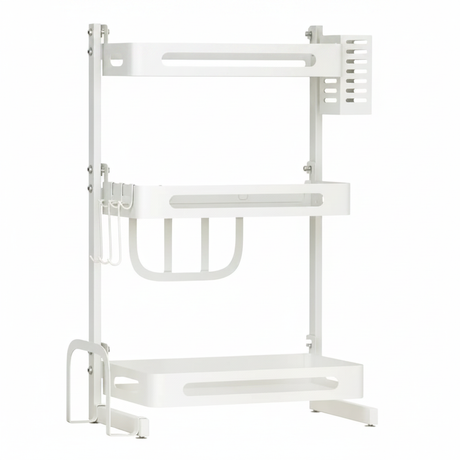 Rack organizador 3 niveles metal blanco cocina encimera vista frontal