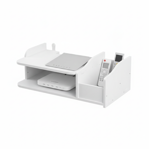 Rack organizador router controles 2 niveles blanco 40cm vista frontal