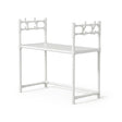 Repisa organizadora microondas 2 niveles blanca con ganchos vista frontal