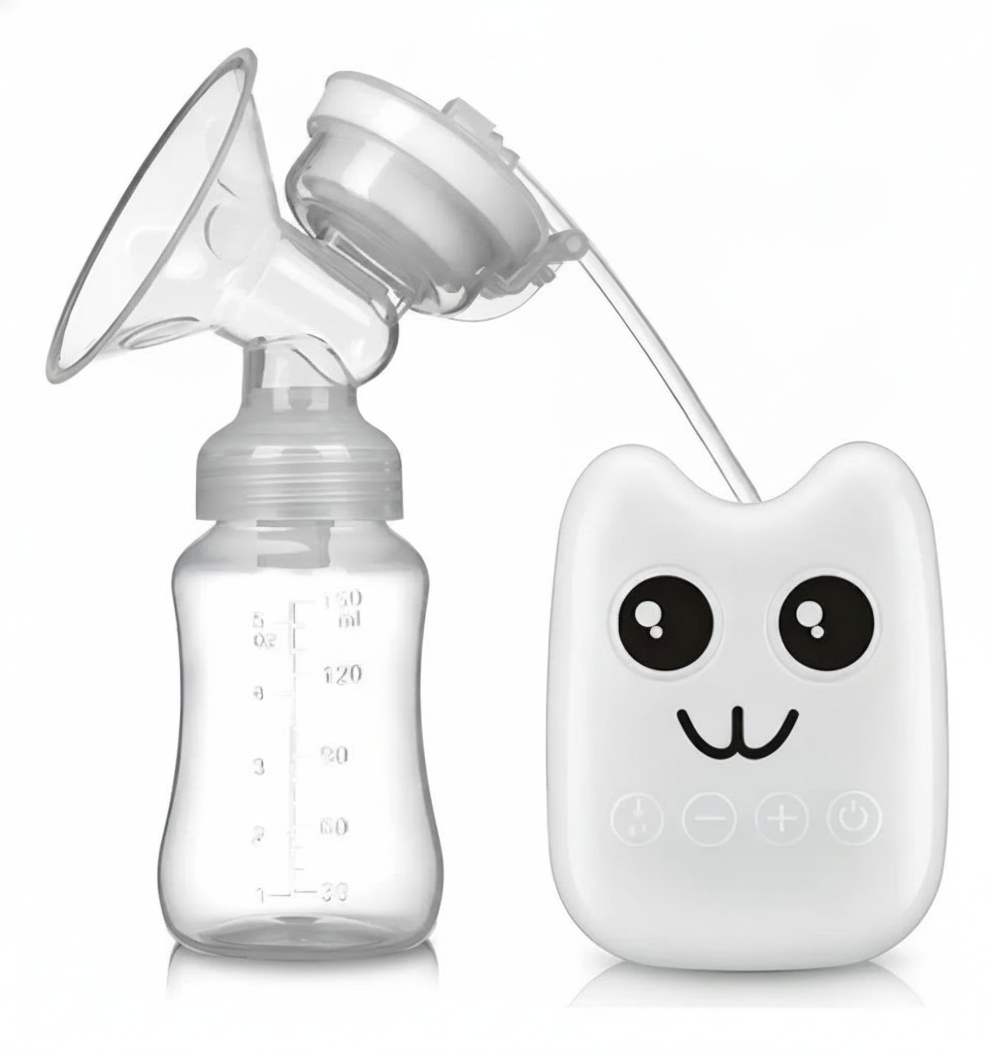 Extractor leche eléctrico portátil USB con mamadera 150ml vista frontal