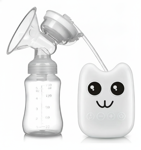 Extractor leche eléctrico portátil USB con mamadera 150ml vista frontal