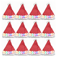 Set 12 gorros navideños luces LED multicolor fieltro rojo vista frontal