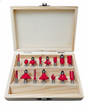Set 15 fresas router madera toma 1/4 caja madera vista frontal completa