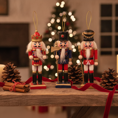 Adornos navideños cascanueces soldados estante hogar chileno navidad