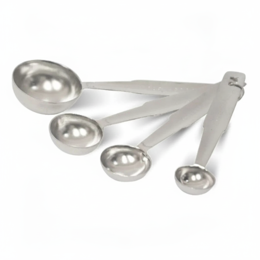 Set cucharas medidoras acero inoxidable 4 piezas 5 10 15 20mL vista frontal
