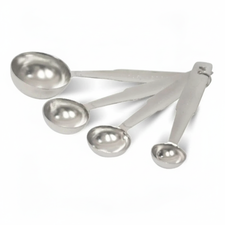 Set cucharas medidoras acero inoxidable 4 piezas 5 10 15 20mL vista frontal