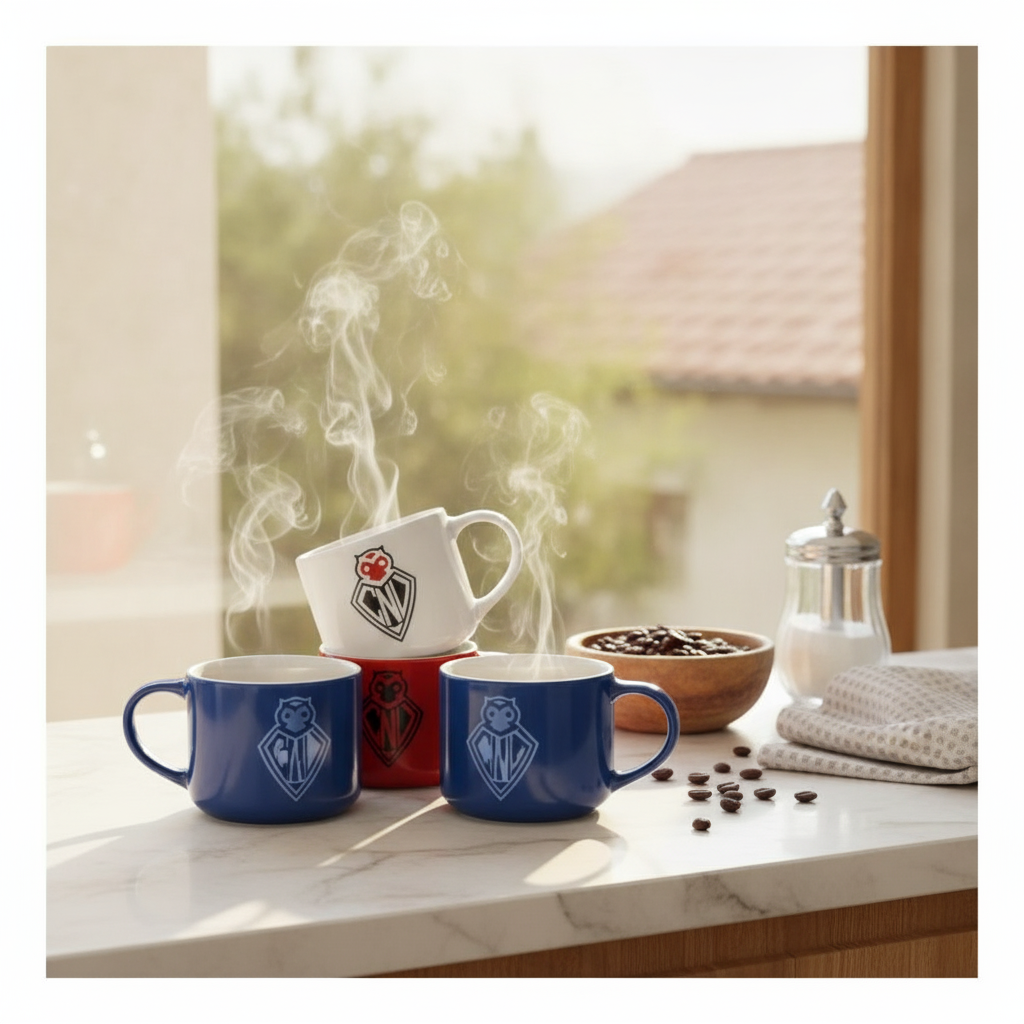 Tazones ceramica U de Chile coleccion en quincho asado chileno ambiente familiar