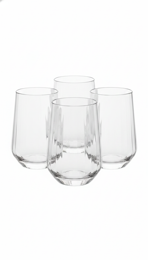 Set 4 vasos vidrio acanalado Zaphire Glasso vista frontal fondo blanco