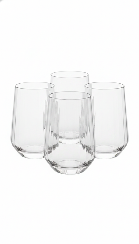 Set 4 vasos vidrio acanalado Zaphire Glasso vista frontal fondo blanco