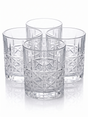 Set 4 vasos whisky vidrio tallado Glasso 333ml vista frontal fondo blanco