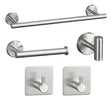 Set 5 accesorios baño acero inoxidable plata cepillado vista frontal completo