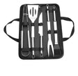 Set parrillero 5 utensilios acero inoxidable con estuche negro vista frontal
