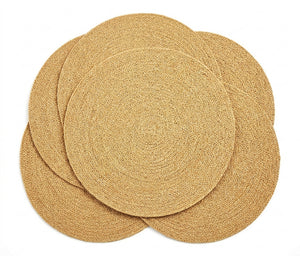 Set 6 individuales redondos rattan yute 35cm vista frontal fondo blanco