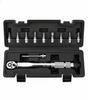 Set torquímetro 11 piezas 1/4 pulgada 5-25 Nm acero cromado estuche vista frontal