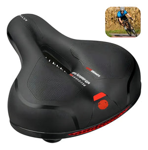 Sillín bicicleta antiprostático gel negro rojo luz LED reflectante vista frontal
