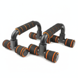 Soporte push up lagartijas fitness par negro naranja vista frontal