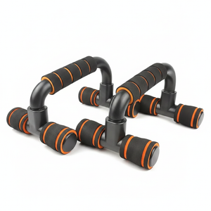Soporte push up lagartijas fitness par negro naranja vista frontal