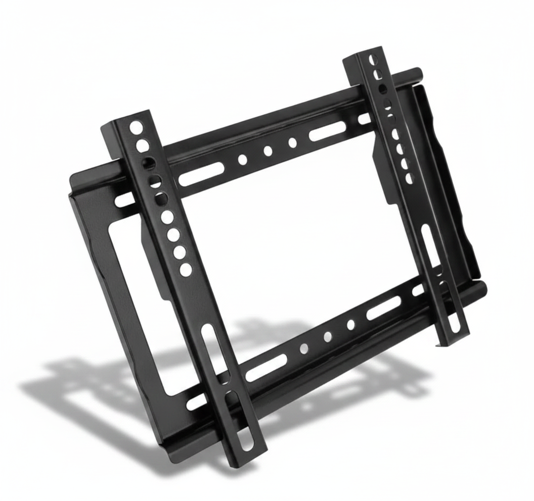 Soporte TV pared fijo negro VESA 200x200 vista frontal fondo blanco