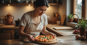 Tabla de madera redonda pizza uso cotidiano cocina hogar chile