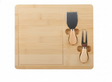 Tabla de picoteo bambú rectangular con cuchillos set 3 piezas vista frontal