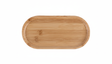 Tabla picoteo madera ovalada bambú 33x13cm vista frontal fondo blanco