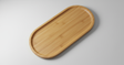 Tabla de picoteo madera bambú ovalada 34.5cm vista frontal fondo blanco