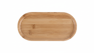 Tabla de picoteo ovalada madera bambú 44cm fondo blanco vista frontal