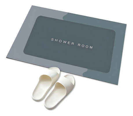 Tapete baño antideslizante absorbente gris rectangular 40x60cm vista frontal