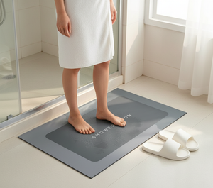 Tapete piso baño absorbente gris apartamento chileno decoracion minimalista