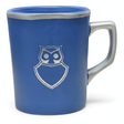 Tazón cerámico U de Chile 15oz azul acero escudo búho plateado vista frontal