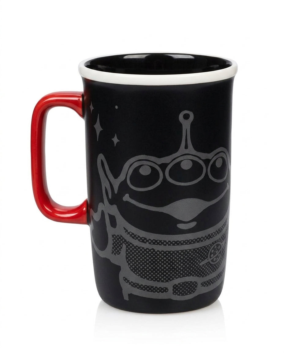 Tazón Disney Toy Story Alien 550ml negro con asa roja vista frontal