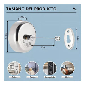 Colgador ropa retráctil acero instalado lavandería chilena ropa tendida luz natural
