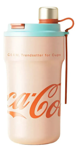 Termo Coca-Cola Germ Paipai 650ml rosado tapa teal fondo blanco vista frontal