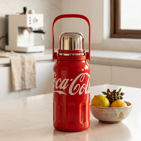 Mujer chilena trekking Patagonia con termo Coca-Cola Germ 1200ml