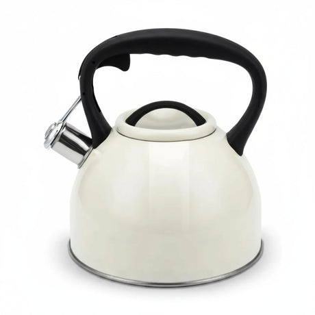 Tetera acero inoxidable crema Wens 3 litros silbato vista frontal