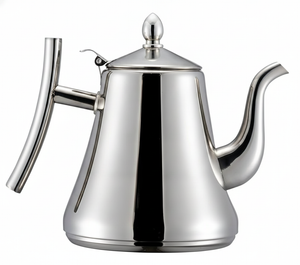 Tetera acero inoxidable infusor cuello cisne 1.5 litros vista frontal fondo blanco